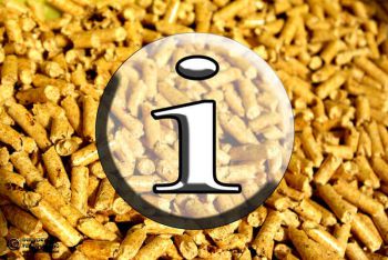 Holzpellet Information - Ein i für Information auf einem Pelletshintergrund.